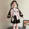 Abrigo de Otoño para Niñas Nueva Chaqueta de Cuero con Estampado de Dibujos Animados 2026 Otoño Estilo Coreano Casual Chaqueta de Cuero PU para Bebés Niñas