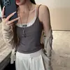 Design estilo coreano nicho conjunto de duas peças cor contrastante regata para mulheres, novo top de verão slim fit moderno