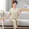 Pijama para madres de mediana edad y mayores, con estampado digital, pantalones de manga corta, tejido de algodón sintético, ropa de casa, conjunto de cárdigan con botones florales