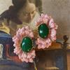 Pendientes Clásicos Estilo Palacio Flor de Begonia Rosa, Gama Alta, Hermosos y Elegantes Pendientes de Flor Verdes 2026 para Mujer