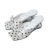 Pantuflas de Tacón Irregular de Diseño de Nicho 2026 Primavera Nuevas Sandalias Retro de Tacón Alto Cuadrado con Lazo y Lunares de Corazón
