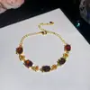Pulsera de Cadena de Piedras Preciosas de Colores Chapada en Oro Real de 18K Zirconia Pulsera Ovalada de Flor Lujo Ligero Joyería de Moda de Gama Alta