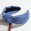 Diadema de Mezclilla Ancha con Nudo de Venta Caliente Transfronteriza, Diadema Retro Simple de Punta Alta para Salir, Venta al por Mayor de Accesorios para el Cabello