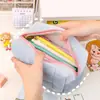 1 pieza Bolsa de almacenamiento de cosméticos de piel sintética sólida para mujer con cremallera Organizador de maquillaje Bolso Estuche de papelería para lápices Estuche de viaje para maquillaje Artículos de tocador