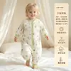 Saco de dormir infantil de piernas separadas, algodón puro, mameluco acolchado de tres capas para bebé, apto para todas las estaciones, diseño anti-patadas para niños, y pijama para niñas