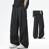 Pantalones Casuales de Seda de Hielo para Hombre, Verano Delgados Sueltos de Pierna Recta Modernos de Pierna Ancha, Pantalones de Trabajo Plegados para Hombre