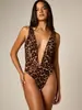 2026 Verano Europeo y Americano Nuevo Y2K Retro Estampado de Leopardo Cuello en V Profundo Sin Mangas Body Top Sexy para Chicas Calientes Venta al por Mayor Transfronteriza