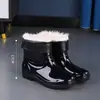 Botas de trabalho de inverno impermeáveis, antiderrapantes, quentes, de cano alto, espessadas, para homens, galochas de cano médio e curto