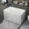 Bañera Pequeña para Apartamento Acrílico Red Social Japonesa Bañera Pequeña con Herrajes Remojo Profundo Sentado Bañera Acrílica