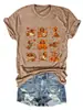Amazon eBay sitio independiente camiseta casual de moda divertida para mujer de manga corta con diseños de perro, hoja, árbol, calabaza en algodón colorido