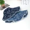 Sombrero de pescador de mezclilla bordado floral para mujer de primavera y verano, lavado, protección solar, estilo callejero casual, con bordes deshilachados
