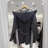 2025 Novo Casaco de Lã Dupla Face de Cor Contrastante para Outono e Inverno, Slim, com Capuz, Lã Solta, Roupão de Banho, Jaqueta, Roupas Femininas de Venda Cruzada