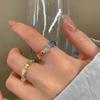 Nuevo Anillo de Plata con Forma de Corazón de Color Dopamina al por Mayor Nicho Japonés y Coreano Versátil Simple Elástico Anillo de Perlas para Mujer