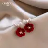 Pendientes de Perlas de Little Pony Rojos para Mujer 2025 Nueva Tendencia de Lujo Ligero Clavos Pendientes Súper Hermosos