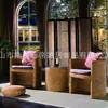 Cadeira Única de Rattan Natural com Encosto, Cadeira Giratória em Forma de Leque de Rattan Real do Sudeste Asiático, Cadeira de Lazer para Sala de Chá, Sala de Estar Doméstica