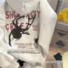 Sudadera con Capucha Estilo High Street Americano con Estampado de Araña para Hombre, Otoño e Invierno Forrada de Polar Marca de Tendencia con un Toque de Lujo, Chaqueta Holgada para Pareja