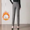 1029 Pantalones a Cuadros y Rayas Estilo Mom para Mujeres de Mediana Edad y Mayores Elásticos de Cintura Alta Ropa Exterior Leggings Pantalones Casuales