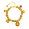 Nueva Tienda de Oro China Mismo Estilo Antiguo Azul Quemado Zakilam Dios Amarillo de la Riqueza Pulsera Envolvente Pulsera Tejida para Riqueza y Tesoro