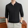 Estilo Riqueza Antigua Prendas de Punto Capa Base para Hombre Camisa Polo Cuello de Gaviota Ropa Interior de Invierno Suéter de Color Sólido Ropa Cálida para Hombre