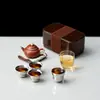 Juego de té Fangcun: Juego de Té Portátil para Exteriores con Tetera de Arcilla Púrpura Plateada y Taza de Titanio, Juego de Té para Coche para Preparar Té al Aire Libre