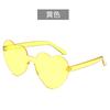 Gafas de sol sin montura en forma de corazón de color gelatina, Gafas de una sola pieza en forma de corazón, Colores deslumbrantes, Estilo transfronterizo
