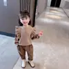 Conjunto Informal de Cuadros Estilo Coreano para Niñas Estilo Primavera/Otoño 2026 Nueva Moda Infantil Niña Pequeña Dos Piezas Moderno