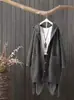 Cardigan de Tricô com Capuz Solto Novo Estilo Outono e Inverno para Mulheres, Suéter Longo Versátil de Cor Sólida, Jaqueta Casual da Moda
