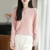 Cardigan de Tricô Gola Redonda Lã Fina Manga Longa Feminino 2026 Primavera/Verão Novo Padrão de Primavera Amplo Versátil