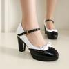 Zapatos de Mujer para Primavera y Otoño Charol Bloque de Color Tacón Tacón Alto Mary Jane Tacones Altos de Mujer Hebilla de Lazo Zapatos Lolita para Mujer