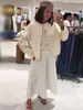 Chaqueta Corta Botonada de Cuello Alto Estilo Chino Nuevo Transfronteriza para Mujer, Hombros Caídos Sueltos, Manga Larga, Ropa Minimalista para el Trabajo de Primavera y Otoño