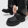Botas Martin Negras de Caña Baja para Hombre Jinbukang Tendencia Otoño 2025 Nuevas Talla Grande 46 Suela Gruesa Estilo Británico Zapatos Casuales