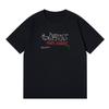 Nueva camiseta holgada clásica de manga corta con cuello redondo y estampado de conejo travieso de algodón de 230 g para mujer, con hombros ligeramente caídos.