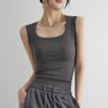 Camiseta sin mangas de punto acanalado para mujer, fina, 92% algodón, versátil para usar como prenda exterior