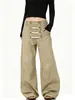 Jeans de pierna ancha y corte curvo color caqui, nuevo estilo de otoño, cintura alta, rectos, holgados, adelgazantes, de largo hasta el suelo, estilo nuevo de moda