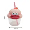 Taza de Vidrio para Agua con Popote Linda para Mujeres Modelo Nuevo 2024 Taza Portátil de Alto Valor Taza Mini de Dibujos Animados