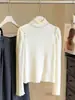 Suéter de Punto con Perlas y Cuello Semi-Alto Estilo Coreano para Mujer, Nueva Camisa Básica Ajustada de Manga Larga para Otoño e Invierno 2025