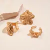 Anillo Abierto de Metal Geométrico Irregular con Pliegues Florales Moda de Lujo Ligero Europeo y Americano Anillo Sencillo Versátil para el Dedo Índice