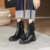 Botas para Mamá de Mujer Otoño Invierno Suela Suave Cómoda Botines Cortos 2026 Nuevos Botines de Media Pantorrilla Felpa Cálida Tacón Grueso Zapatos de Algodón