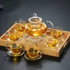 Juego de té suit tetera de vidrio transparente para té perfumado estufa eléctrica de cerámica calentador tetera para mantener caliente el té tetera de vidrio multiespecificación