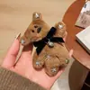 Grampo de Cabelo Ursinho de Pelúcia com Laço Fofo BB Clip para Mulheres Outono e Inverno Franja Doce Grampo Lateral Grampo de Cabelo Acessórios de Cabelo Adorno de Cabeça