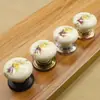 Manija de Cerámica de un Solo Agujero Patrón de Rosa Crackle Dorado y Blanco Estilo Europeo Blanco y Negro Estilo Chino Retro Manija de Tirador para Cajón y Puerta de Gabinete