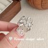 Diseño Nicho Estilo Coreano, Plata de Ley S925 de Cuerpo Completo, Anillo Sencillo Calado Corazón Escalonado, Anillo Abierto para Apilar