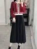 Vestido de Tricô Estilo Chanel Falso Duas Peças para Mulheres, Elegância Francesa Outono e Inverno, Estilo Socialite de Alto Padrão, Vestido Suéter Acima do Joelho
