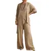 Conjunto Casual Irregular de Verão 2026 Novo Europeu Transfronteiriço Feminino Duas Peças Algodão e Linho Sem Mangas Gola Redonda Solto