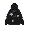 Suéter con capucha y estampado de estrellas retro americano para hombre y mujer, marca de moda ins, chaqueta tipo cárdigan holgada de nicho para pareja de calle alta