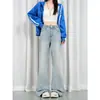 Novos jeans flare de cintura alta, estilo doce de dama, que realçam as curvas e emagrecem, com forro interno regular de fleece, disponíveis para dropshipping