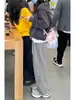 Pantalones de Chándal Gruesos con Forro de Polar Gris para Mujer, Talla Petite, Pantalones para Primavera y Otoño Temprano, Atuendo de Harbin