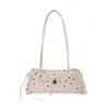 Bolsa Baguete de Bolinhas Doce de Nicho para Mulheres, Nova Tendência Fashion Estilo Garota Laço Bolsa de Axila Bolsa de Ombro