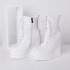Botas de media pantorrilla informales con cuña de 14 cm para aumentar la altura, estilo coreano, modernas y versátiles, para mujer, Otoño e Invierno