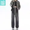 Nuevos jeans de mezclilla para hombre y mujer, estilo americano retro moderno, pantalones rectos desgastados, jeans casuales de pierna ancha de alta costura para primavera/verano